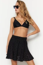 Trendyol Black Mini Weave and Ruffled Skirt