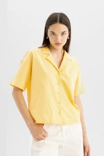 DEFACTO Cool Oversize Fit Pajama Collar Flared Cotton Short Sleeve Shirt