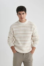 DEFACTO Oversize Wide Pattern Striped Crew Neck Knitwear Sweater