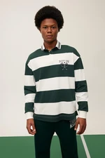 DEFACTO Fit Boxy Fit Striped Long Sleeve Polo T-Shirt