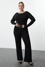 Trendyol Curve Black 100% Cotton Body-fitting Plus Size T-shirt