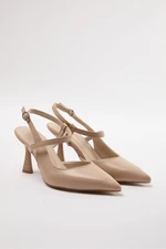 Trendyol Beige Ankle Strap Women's Classic Thin Heel Shoes