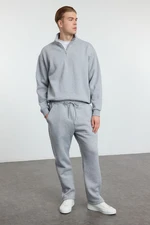 Trendyol Grey Oversize/Wide Cut Stand Collar Zippered Tracksuit