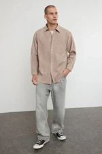 Trendyol Beige Oversize Fit Cashmere Winter Textured Shirt