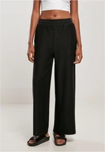 Women's terry trousers with straight rib black