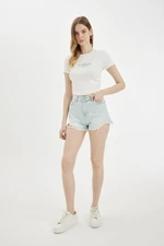 DEFACTO High Waist Cut Out Jean Shorts