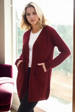 99224 Dewberry 
Kangaroo Pocket Knitwear Cardigan-BORDEAUX