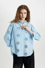 DEFACTO Oversize Fit Embroidered Long Sleeve Shirt