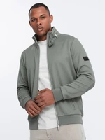 Ombre Men's jacket with high collar and fleece lining - khaki