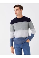 LC Waikiki Crew Neck Long Sleeve Color Block Men's Knitwear Sweater