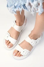 Mio Gusto Nova White Color Double Strap Women's Sandals