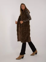 Dark brown warm fur vest with lining