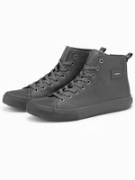 Ombre Men's high-top sneakers with decorative toe - gray