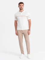 Ombre Men's classic cut pants in fine check - sand