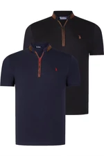 DUAL SET T8571 DEWBERRY T-SHIRT MĘSKI ZAPINANY NA ZAMEK-CZARNY-GRANATOWY