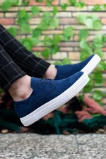 Riccon Men's Navy Blue Suede Sneakers 0012365