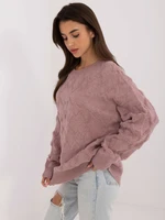 Light purple women's oversized sweater with a round neckline