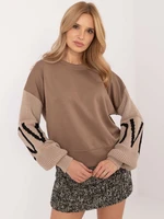 Dark beige sweatshirt without hood