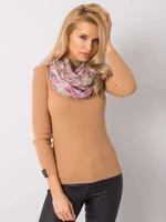 Pink scarf with floral patterns