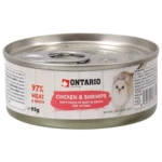 ONTARIO Konzerva Kitten kuřecí kousky s krevetami 95 g