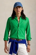 Bavlněná košile Polo Ralph Lauren zelená barva, regular, s límečkem button-down