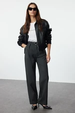 Trendyol Anthracite Belted Straight Cut Woven Trousers