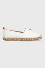 Kožené espadrilky Tommy Hilfiger TH LEATHER FLAT ESPADRILLE bílá barva, FW0FW07720