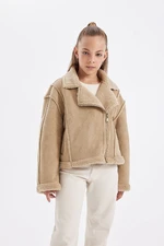 DEFACTO Girl Jacket Collar Plush Lining Coat