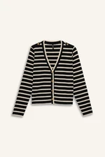 DEFACTO Regular Fit V Neck Striped Ribbed Camisole Buttoned Cardigan