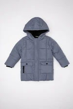 DEFACTO Baby Boy Water Repellent Ribbed Sleeve Hooded Fleece Lined Coat