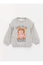 LC Waikiki Crew Neck Printed Baby Girl Sweatshirt