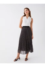 LC Waikiki Women's Elastic Waist Patterned Pleated Chiffon Skirt