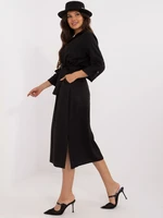 Black casual midi dress with slits