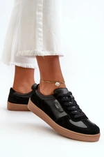 Women's leather sneakers black Vinceza