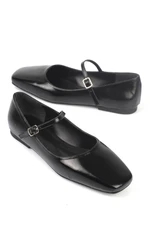 Capone Outfitters Blunt Toe Banded Marj Jane Matte Black Women's Ballerinas