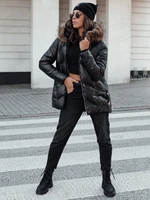 Women's CLASSIQ winter quilted jacket with hood black Dstreet