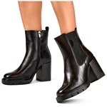 primohurt Black eco-leather boots, women's insulated high-heeled boots