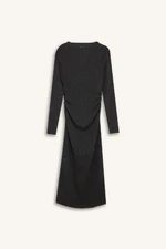 DEFACTO Bodycon Bodycon Half Turtleneck Basic Plain Crepe Long Sleeve Midi Dress