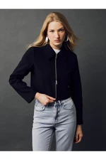 LC Waikiki Women's Shirt Collar Straight Long Sleeve Crop Jacket