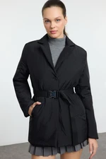 Trendyol Black Regular Fit Belted Thin Quilted Puffer Coat