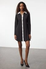 Trendyol Black Color Block Button Detailed Mini Knit Dress