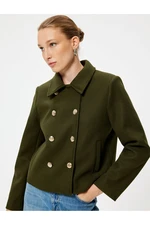 Koton Pocket Buttoned Shirt Collar Double Breasted Short Cashmere Coat