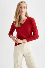 DEFACTO Regular Fit Basic V Neck Extra Soft Textured Basic Sweater