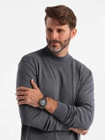 Ombre Men's knitted half-golf with viscose - grey melange