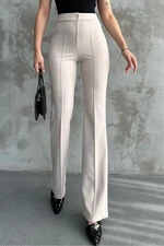 80272 Dewbery High Waist Slim Fit Wide Leg Pants-CREAM