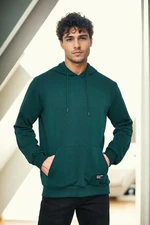 12612 Dewberry Hooded Kangaroo Pocket Mens Sweatshirt-DARK GREEN