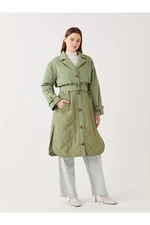 LC Waikiki Lcw Jacket Collar Straight Long Sleeve Women's Trench Coat with Waist Belt