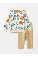 LC Waikiki Hooded Baby Boy Cardigan and Tracksuit Bottom 2-Piece Set