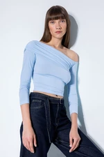 DEFACTO Slim Fit Off Shoulder Basic Plain Long Sleeve Blouse