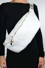 LuviShoes VENTA White Knit Women's Large Waist Bag